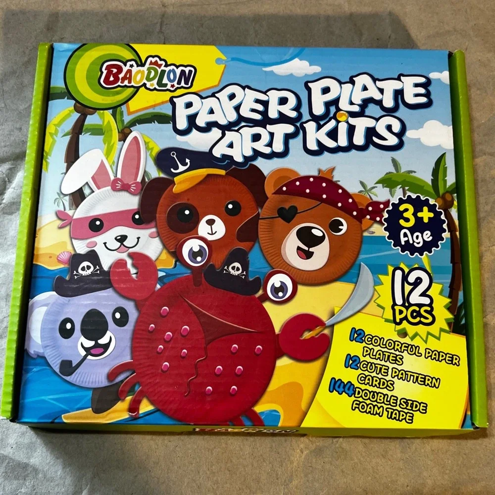 BAODLON 12Pcs Paper Plate Art Kit Multicolor Kids DIY Animal Craft Set Age 3+